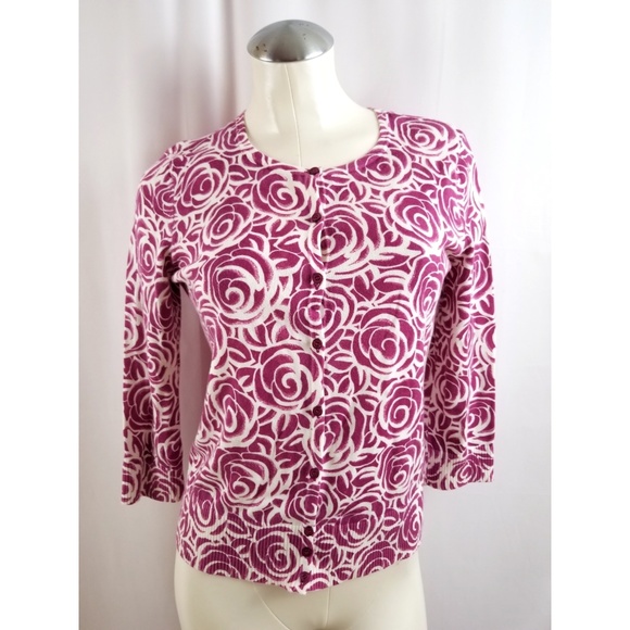 Ann Taylor Sweaters - Ann Taylor Size M Purple Off White Cardigan